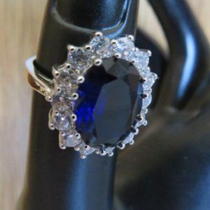Vintage Princess DIANA Style Ring & Earrings Set Faux Stones (K310)